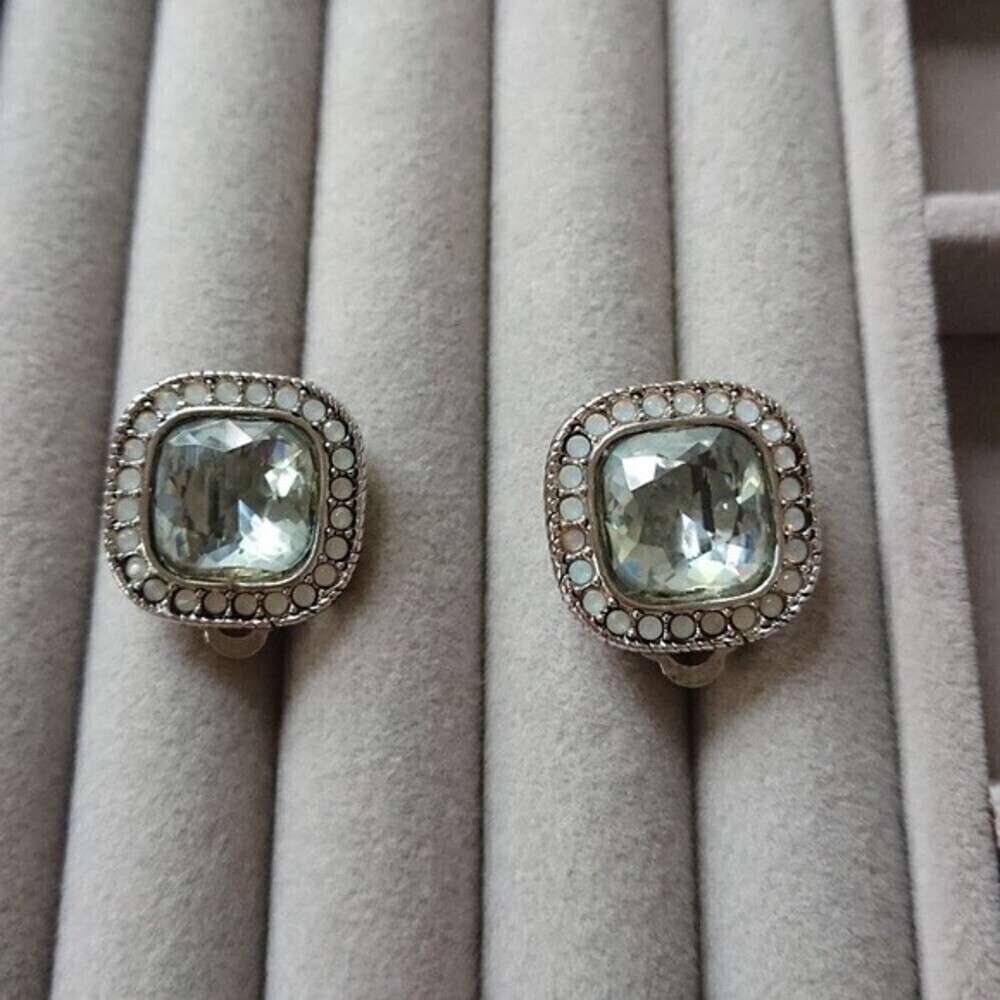 Silver and clear tone Swarovski CLIP-ON earrings